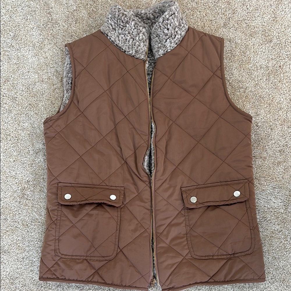 REVERSIBLE Women’s Brown Quilted Boutique Vest